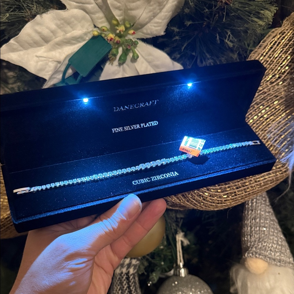 Danecraft Silver Plated Cubic Zirconia Bracelet with Lightup Box